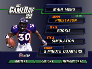 NFL GameDay 99 title screen for Playstation